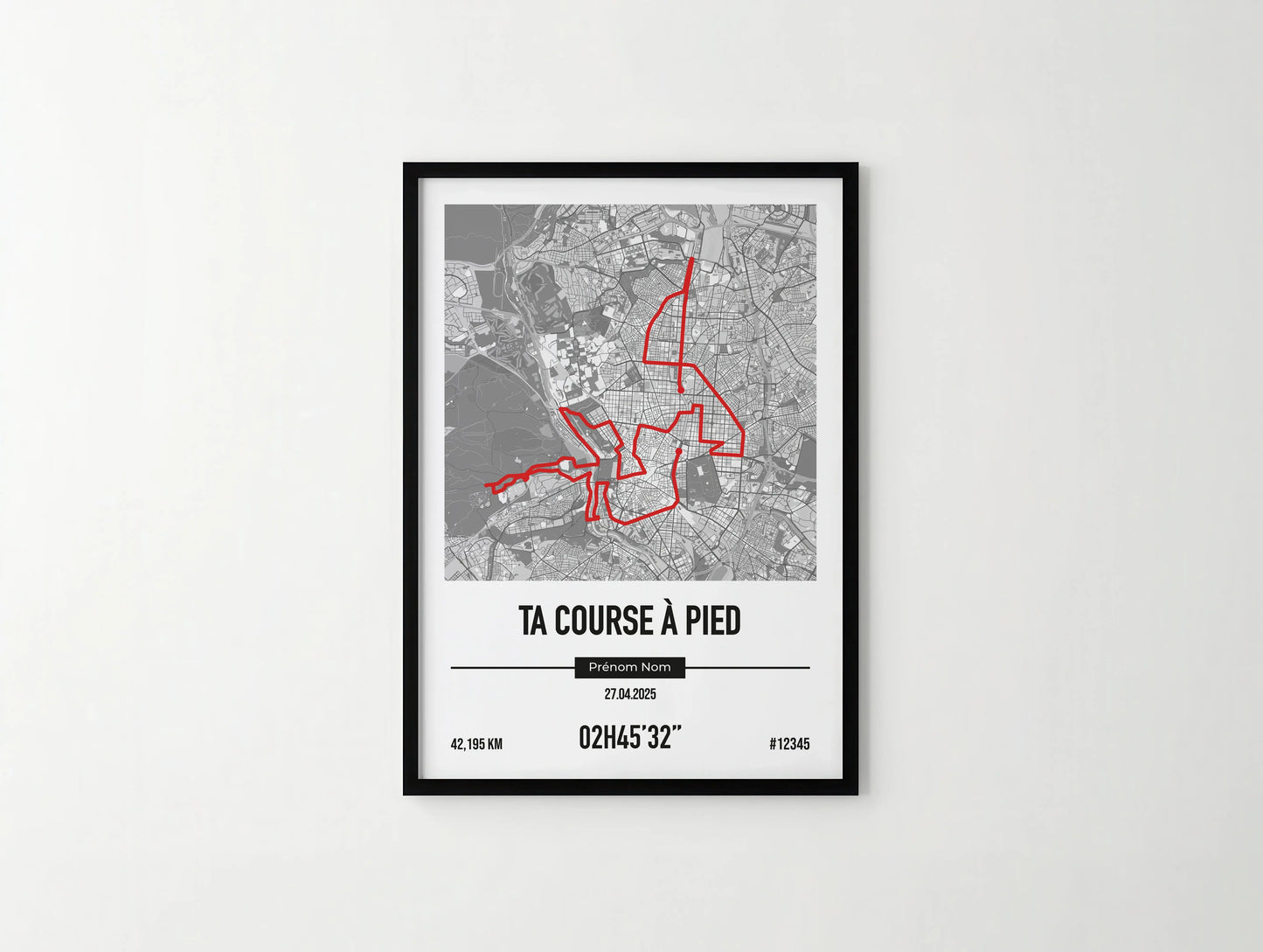 Affiche course à pied personnalisée | Tracé, chrono et nom du coureur | Idée cadeau coureur Art of Pitch