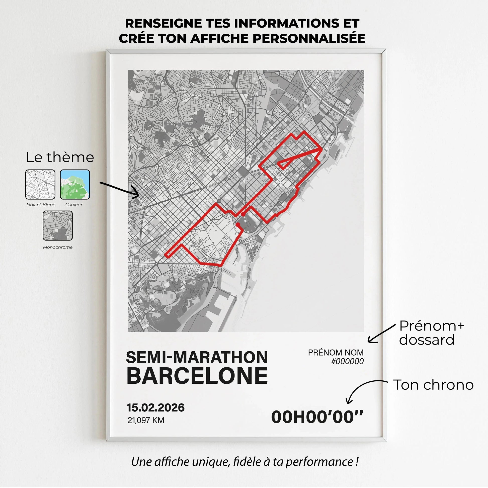 Affiche Semi-Marathon de Barcelone personnalisée (Copie) Art of Pitch