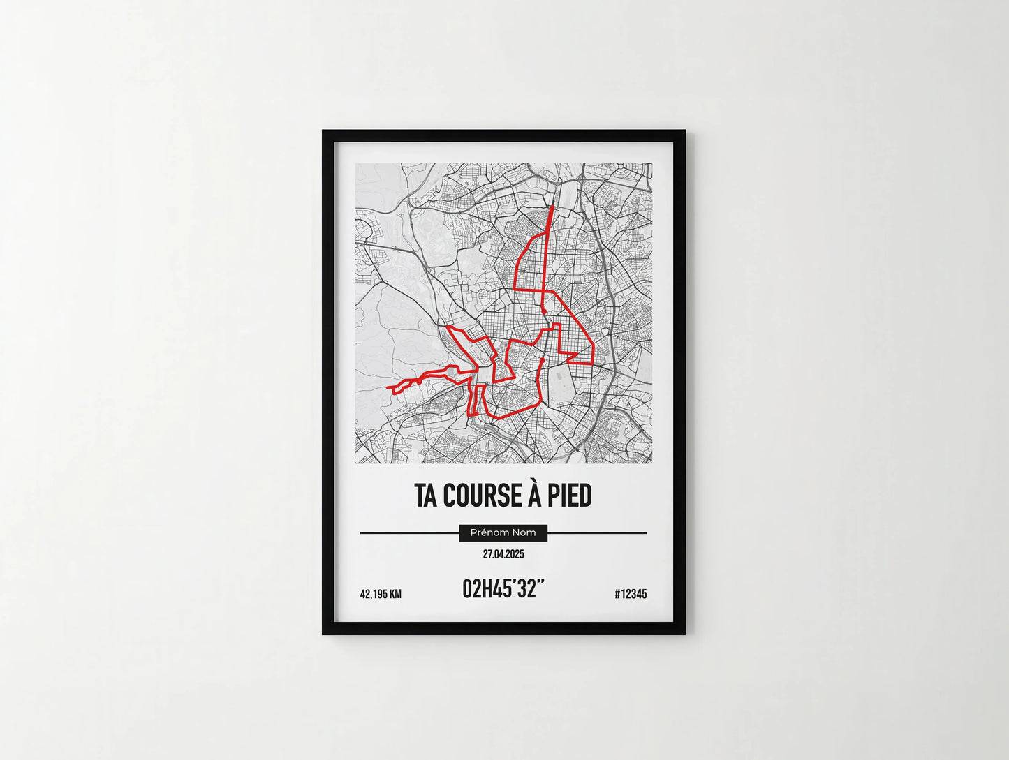 Affiche course à pied personnalisée | Tracé, chrono et nom du coureur | Idée cadeau coureur Art of Pitch