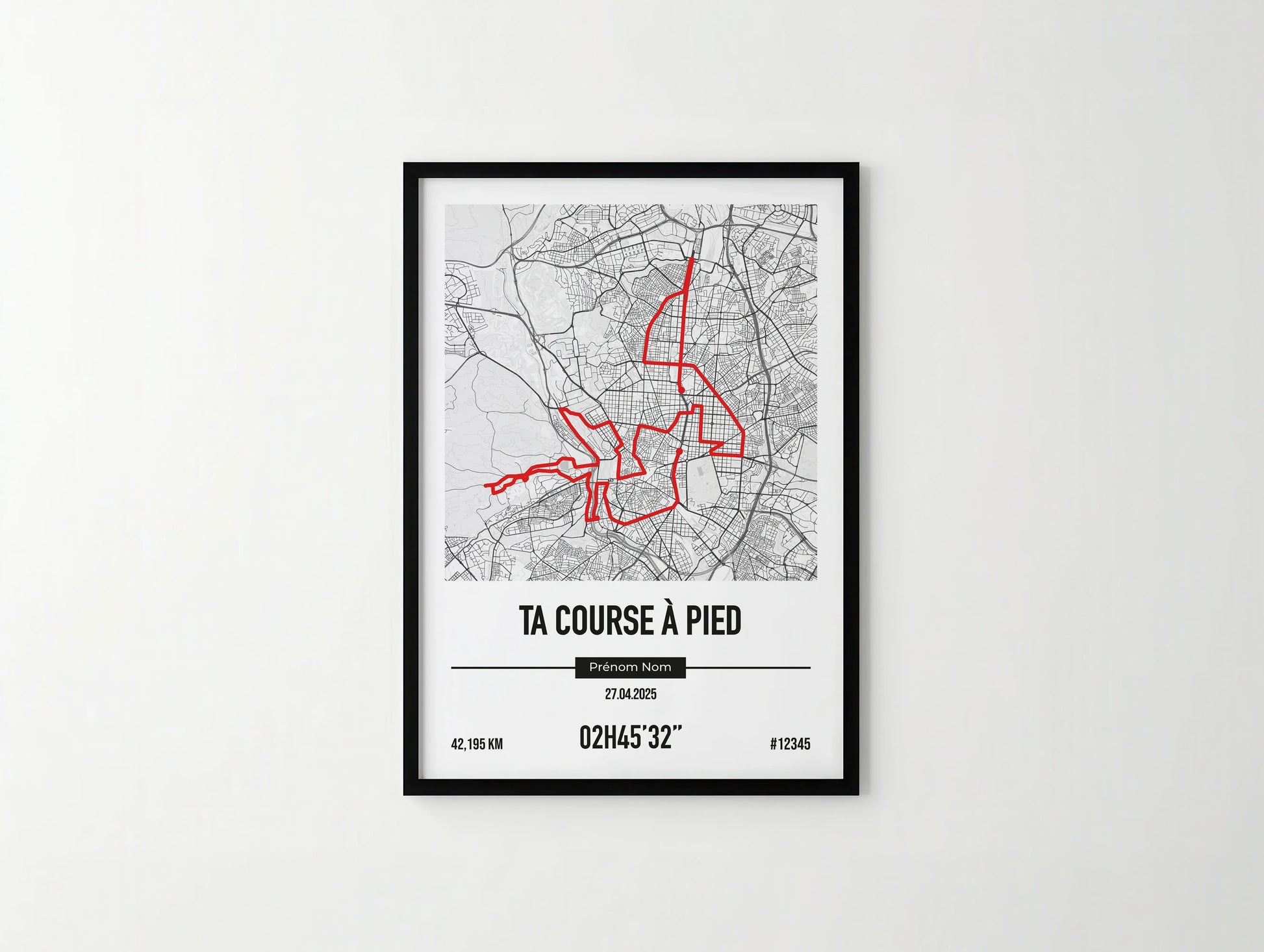 Affiche course à pied personnalisée | Tracé, chrono et nom du coureur | Idée cadeau coureur Art of Pitch