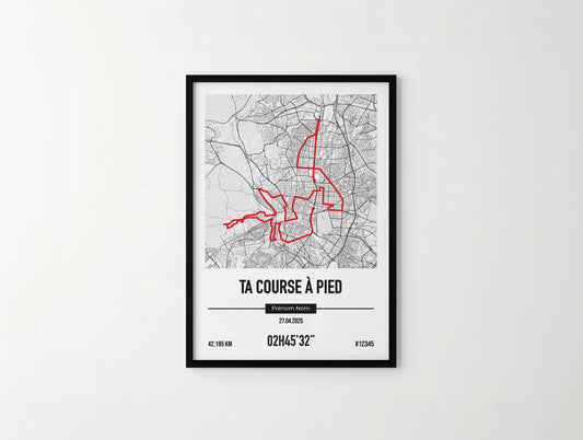 Affiche course à pied personnalisée | Tracé, chrono et nom du coureur | Idée cadeau coureur Art of Pitch