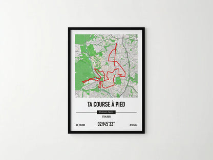 Affiche course à pied personnalisée | Tracé, chrono et nom du coureur | Idée cadeau coureur Art of Pitch