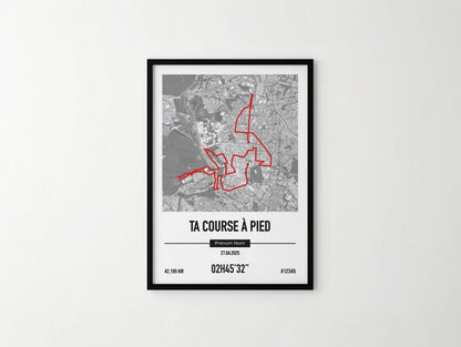 Affiche course à pied personnalisée | Tracé, chrono et nom du coureur | Idée cadeau coureur Art of Pitch