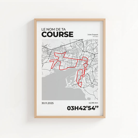 Affiche running personnalisée – tracé officiel - sans GPX Art of Pitch
