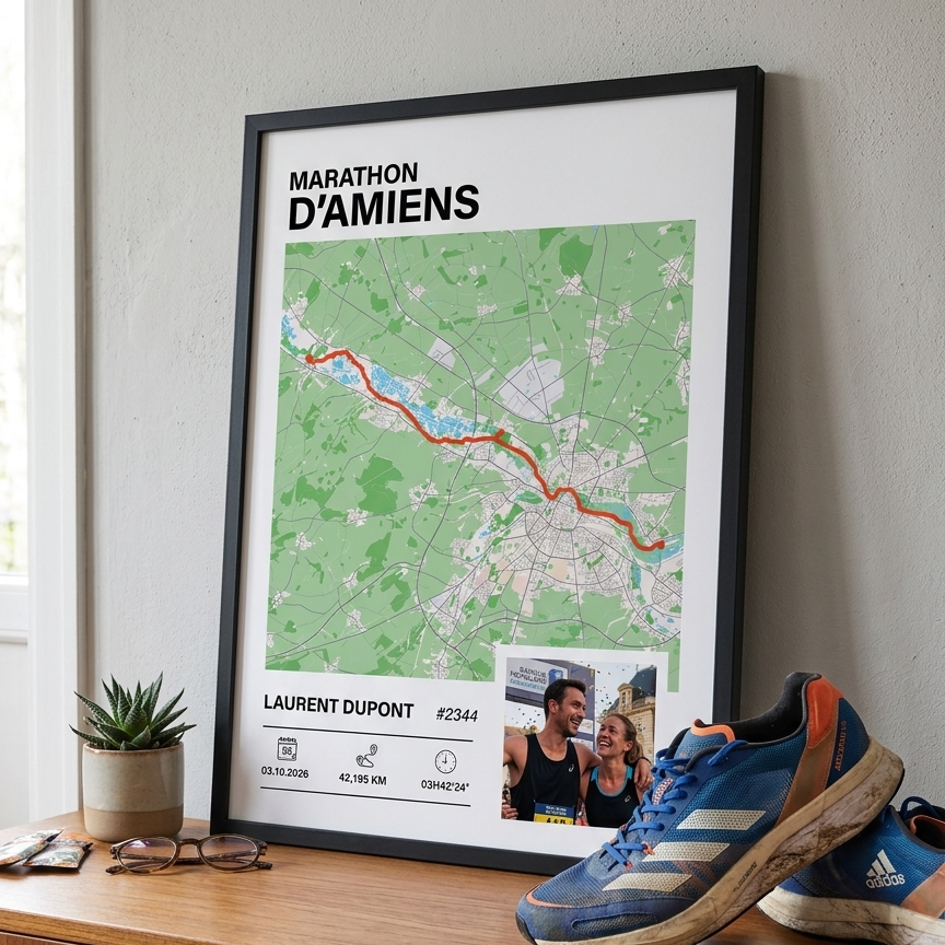 Affiche course à pied avec photo - Cadeau coureur Art of Pitch