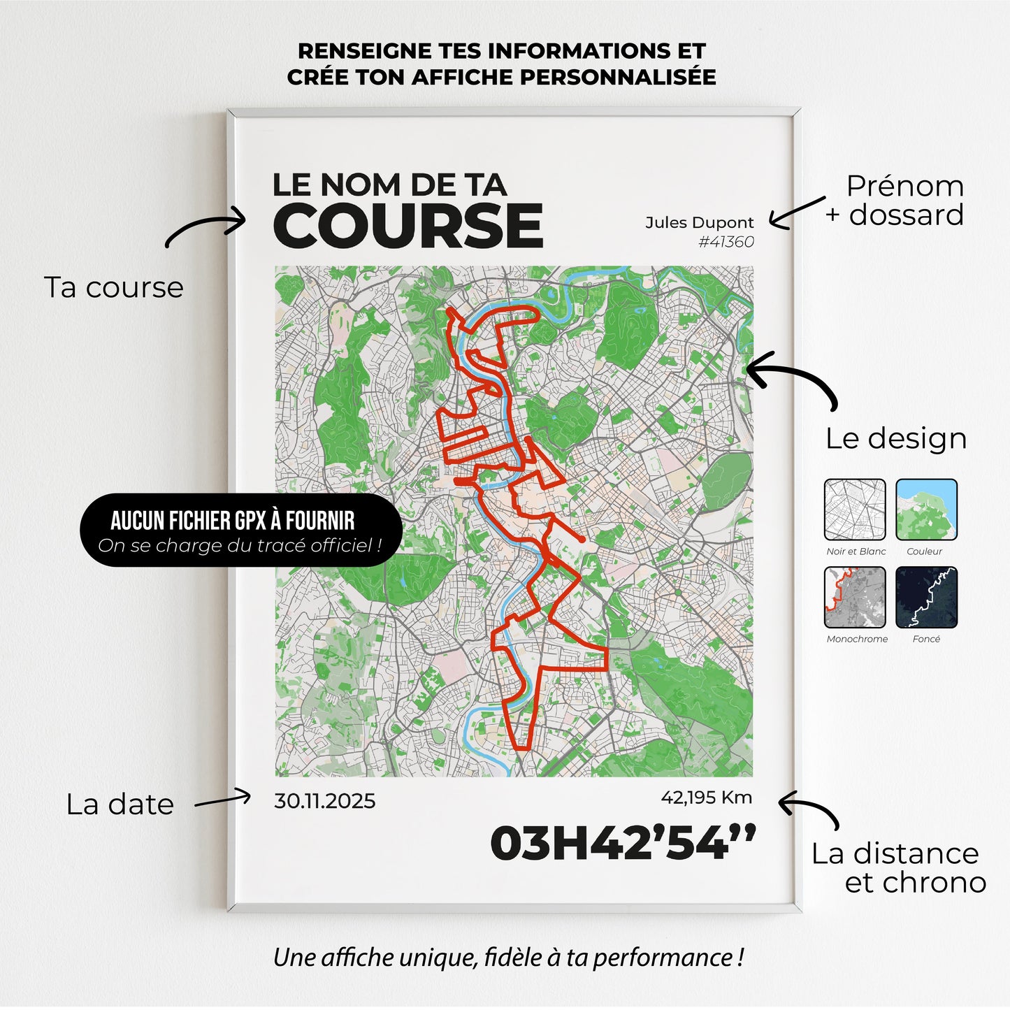 Affiche course à pied personnalisée - Ton tracé officiel Art of Pitch