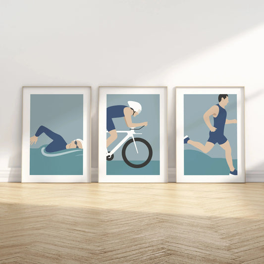 Triptyque affiches de triathlon Art of Pitch
