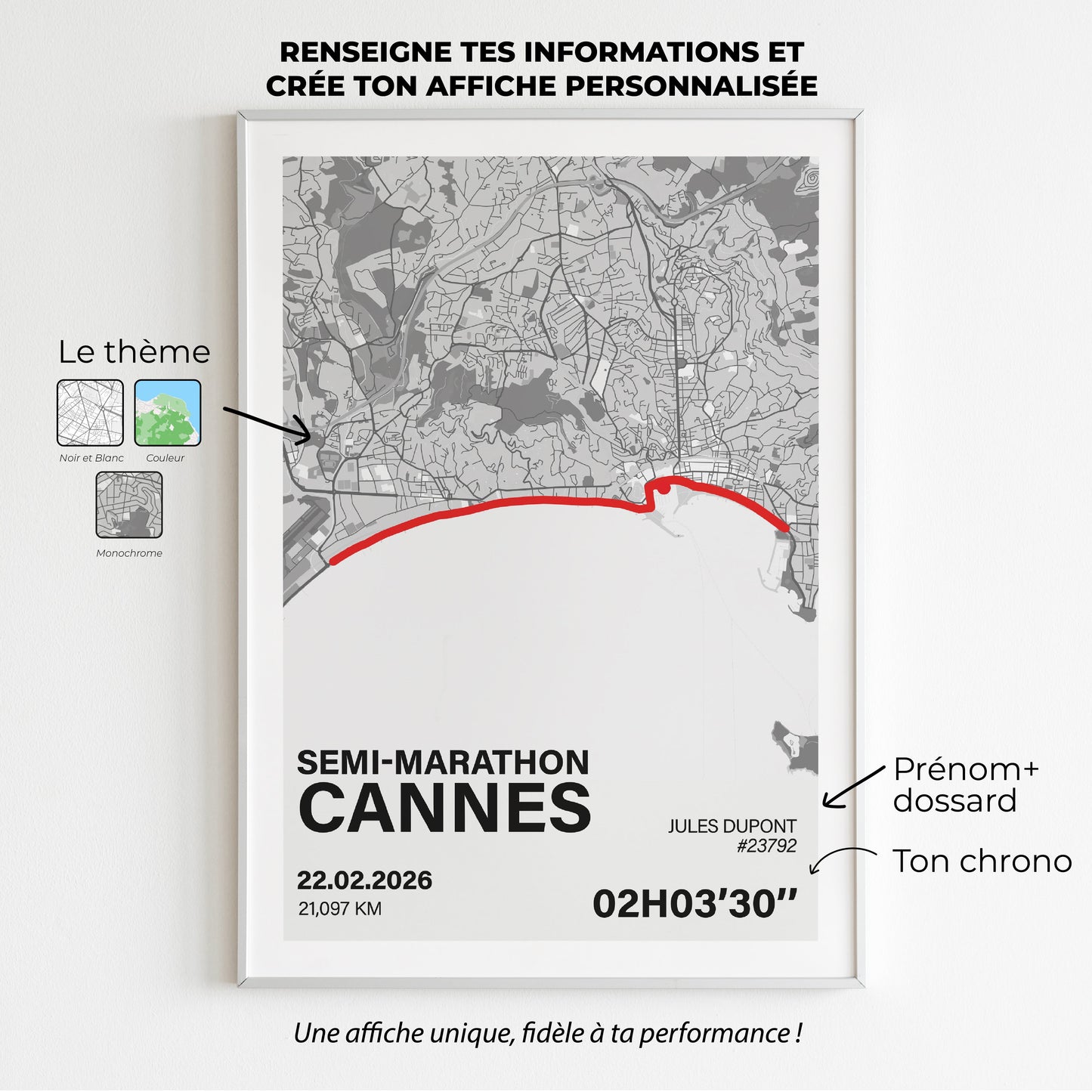 Affiche Semi-Marathon de Cannes personnalisée Art of Pitch
