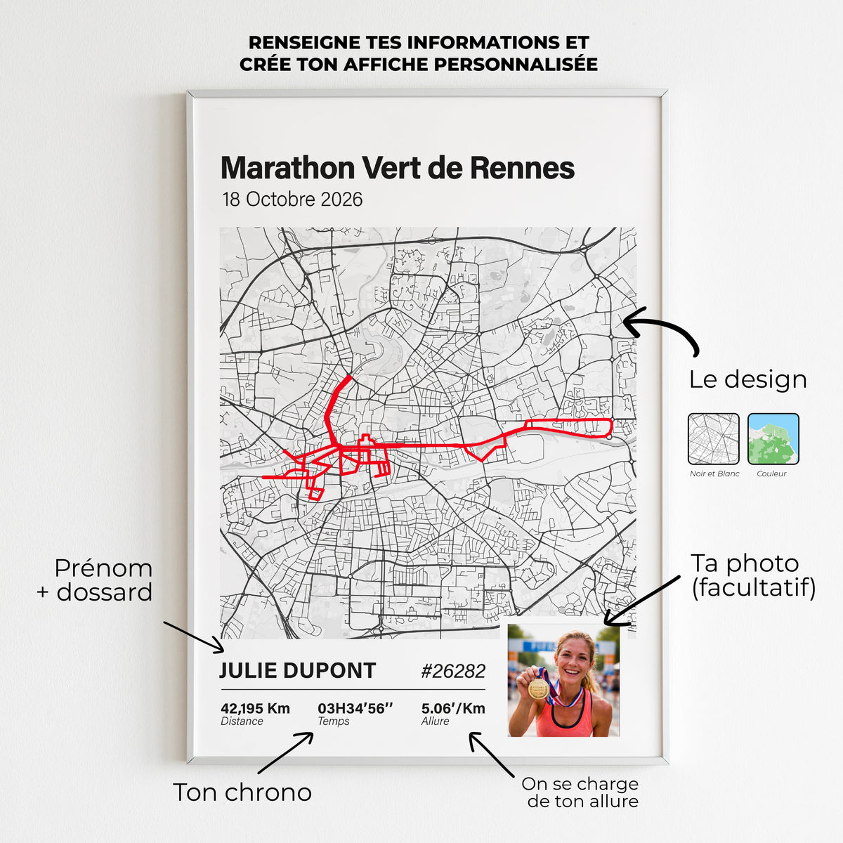 Affiche Marathon Vert de Rennes personnalisée Art of Pitch