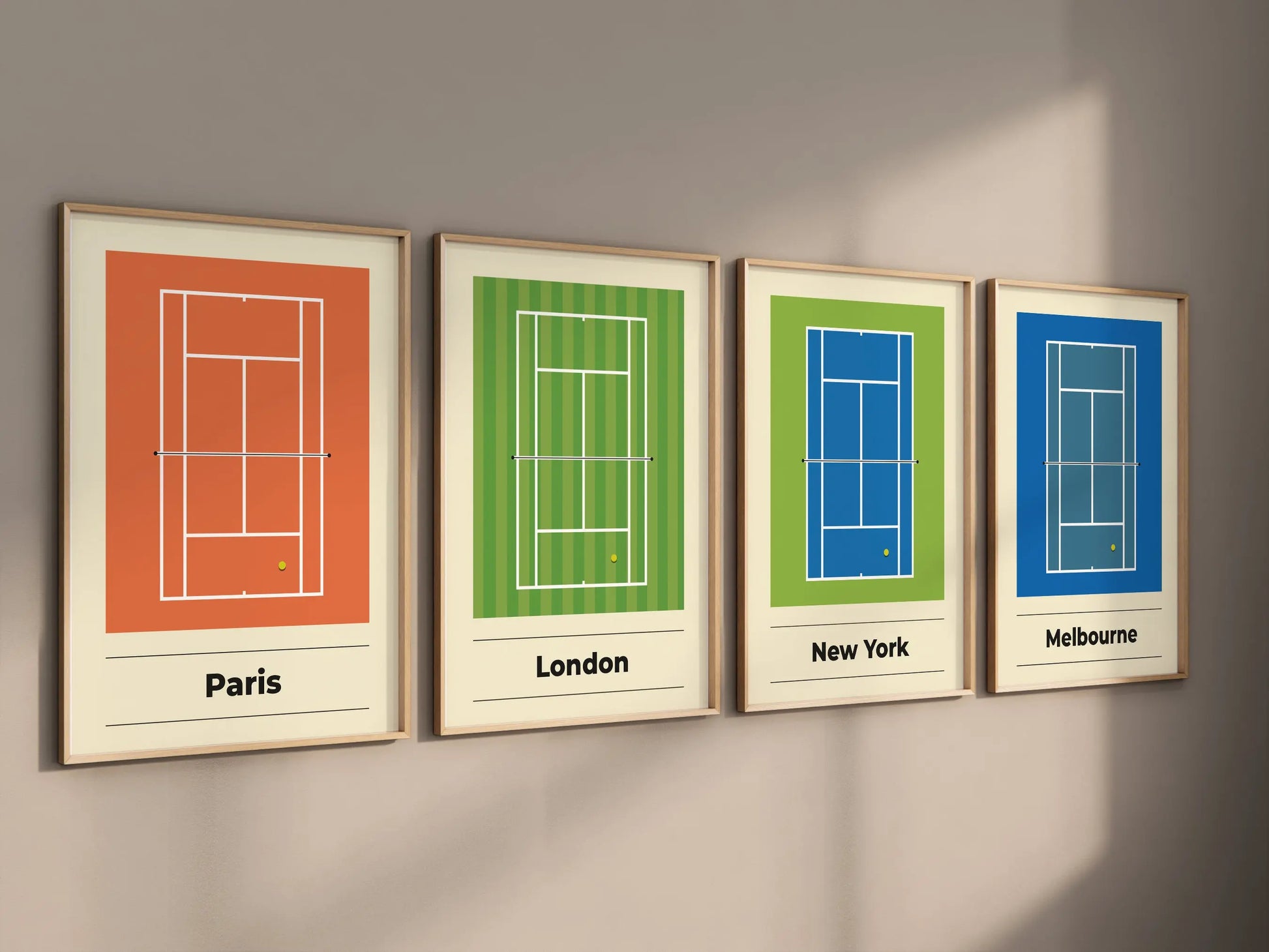 Quatuor des majeurs | Affiches minimalistes tennis Art of Pitch