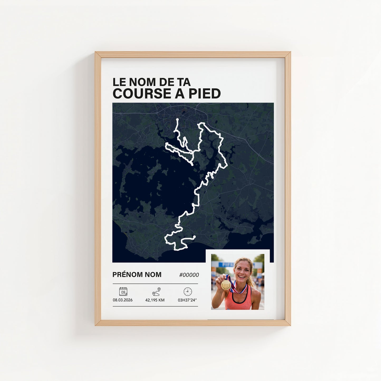 Affiche course à pied avec photo - Cadeau coureur Art of Pitch